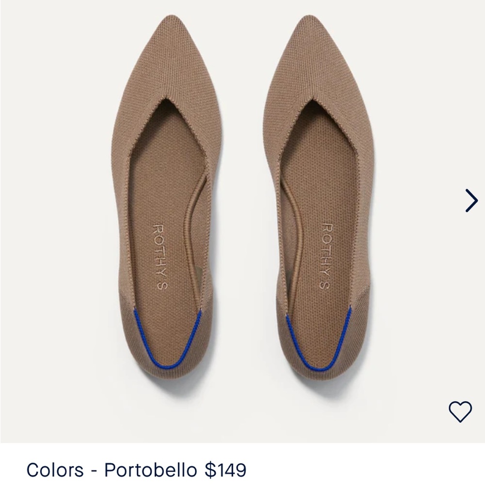 Rothy's Portobello Pointed Toe Flats with Blue Trim